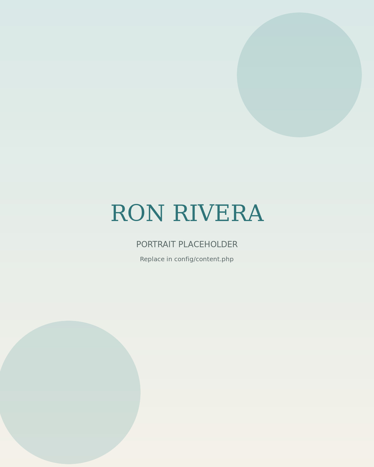Placeholder for a formal portrait photograph of Ron Rivera